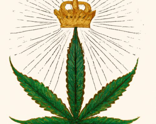 Art,Nouveau,Artistic,Image,Of,Cannabis,Leaf,Wearing,A,Crown