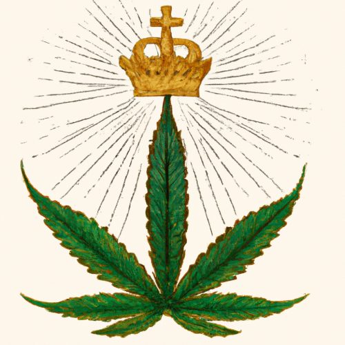 Art,Nouveau,Artistic,Image,Of,Cannabis,Leaf,Wearing,A,Crown