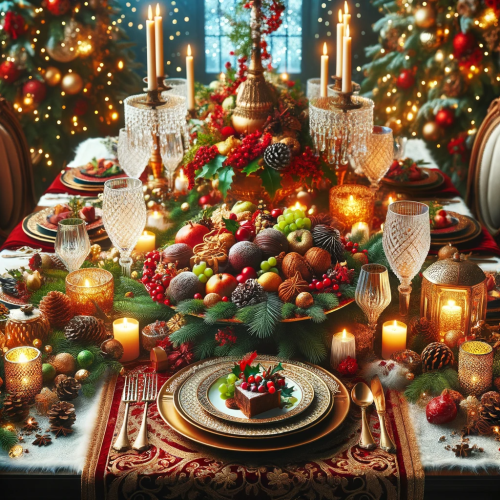 DALL·E 2024-01-29 21.18.00 – Create an elegant and festive holiday table setting, focusing on the theme of a gourmet winter feast without any direct references to specific substan